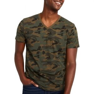 Old Navy Men's Green Camouflage V-Neck soft washed Tee XL